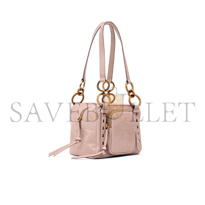 Pra*a dangle leather top-handle mini-bagpowder pink (14.5*14*13.5cm)